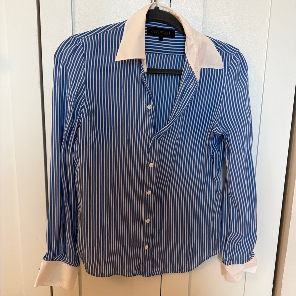 Zara ZW Collection Striped Silk Shirt